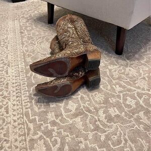 Elegant Embellished Tan Heeled Boots